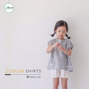 Áo sơ mi trẻ em đính 2 túi dễ thương